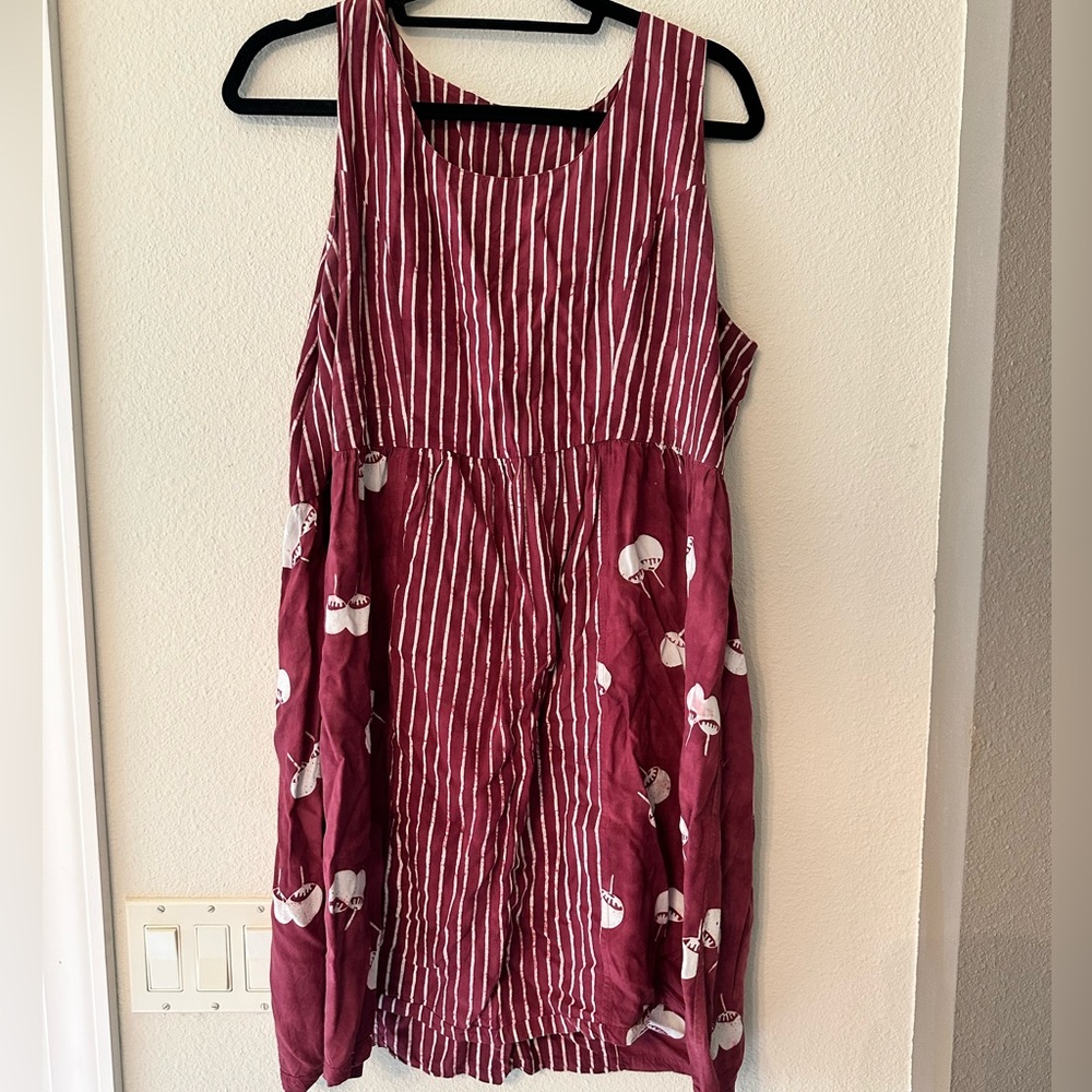 Vintage red handmade dress with Japanese fabric